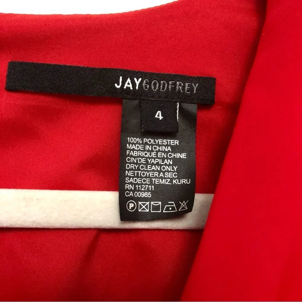 Jay Godfrey JayGodfrey Jumpsuit Red Flutter Sleeve Ruffle Trim Sleeveless 4